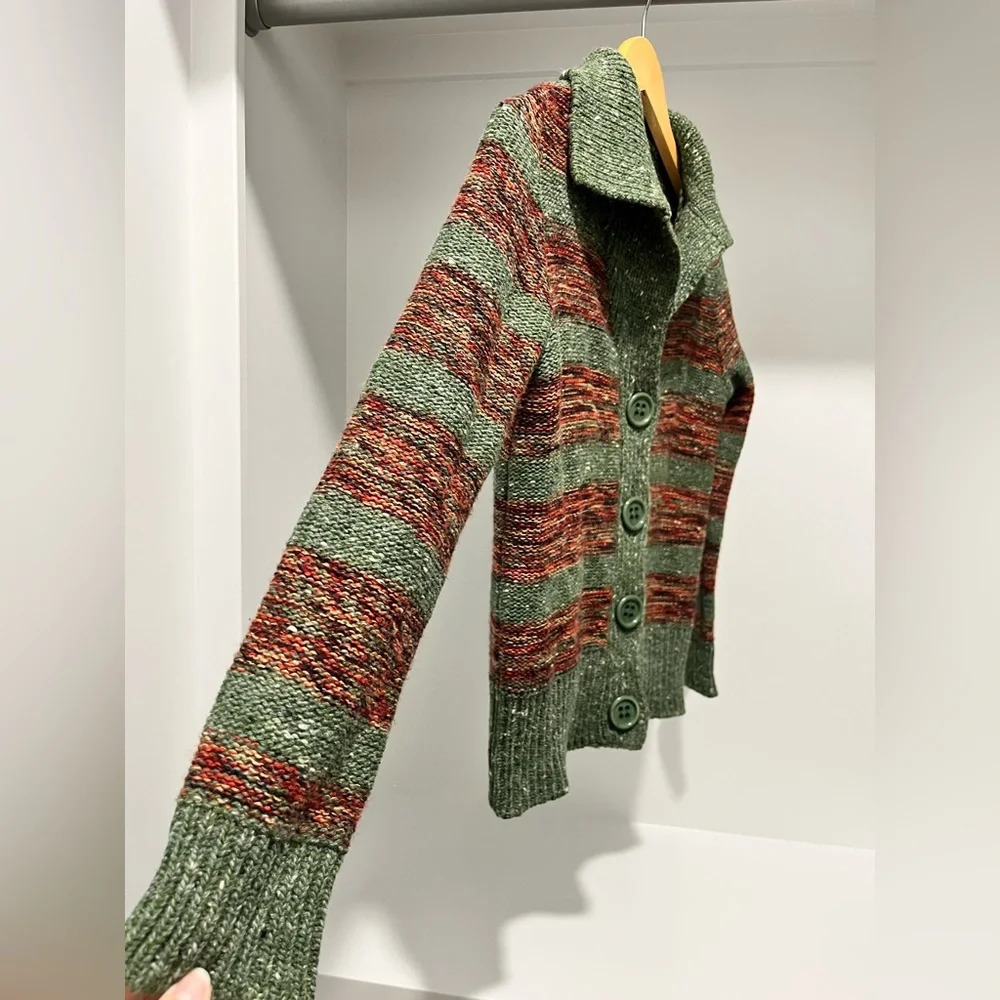 Vintage Les Tricots Caroll wool blend striped cardigan sweater made in Italy S - Picture 7 of 7